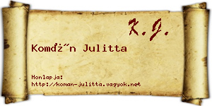 Komán Julitta névjegykártya
